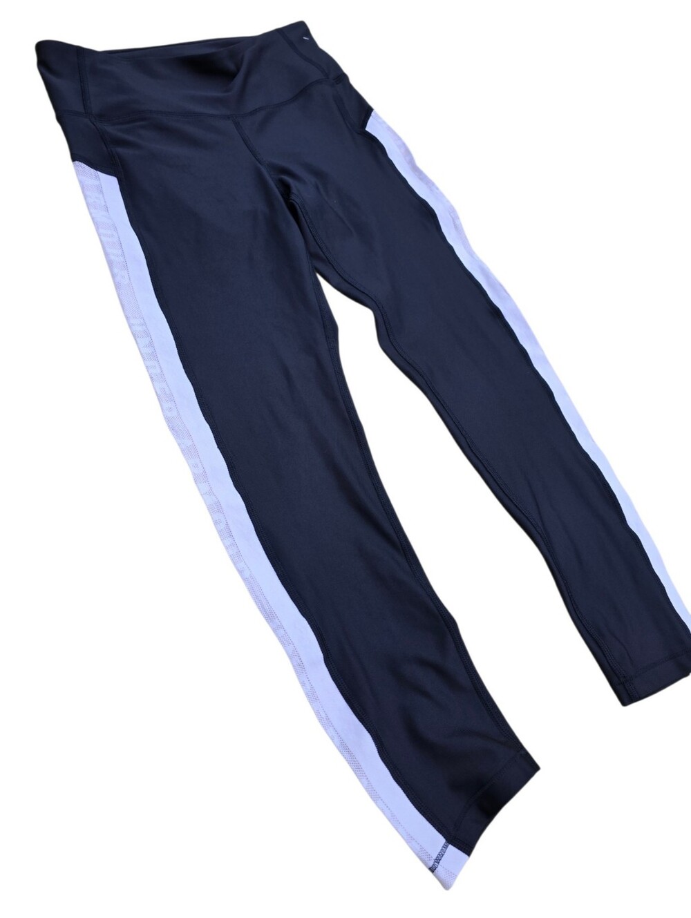Under Armour Black Athletic Leggings with White Side Stripe